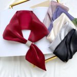 Lonmi Wraps Neck, Diamond Soft Cross Scarves, Solid Color Simple Satin Cross Neckerchief
