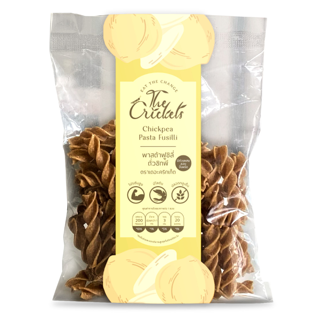 The Crickets Chickpea Pasta Fusilli พาสต้าฟูซิลี่ถั่วชิกพีโปรตีนสูง ตราเดอะคริกเก็ต