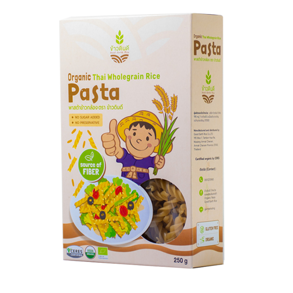 พาสต้าข้าวดินดี พาสต้าข้าวกล้อง Organic Brown Rice Pasta #Gluten Free# 250g./กล่อง