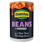 Branston Baked Beans With Sausages 405g - แบรนสตัน ถั่วอบและใส้กรอก 405กรัม. BBF 06/26❗