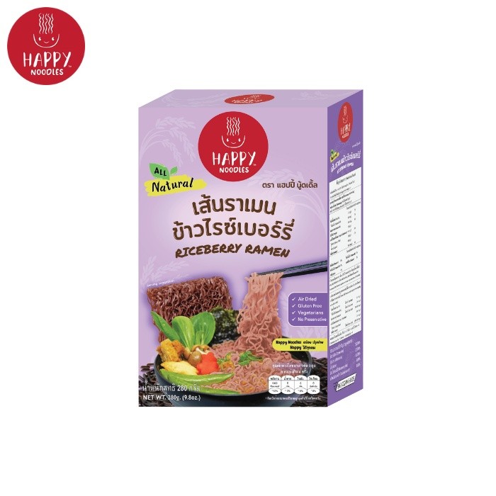 เส้นข้าวไรซ์เบอร์รี่อบแห้ง 280 กรัม Riceberry ramen กลูเตนฟรี ไม่ผ่านการทอด