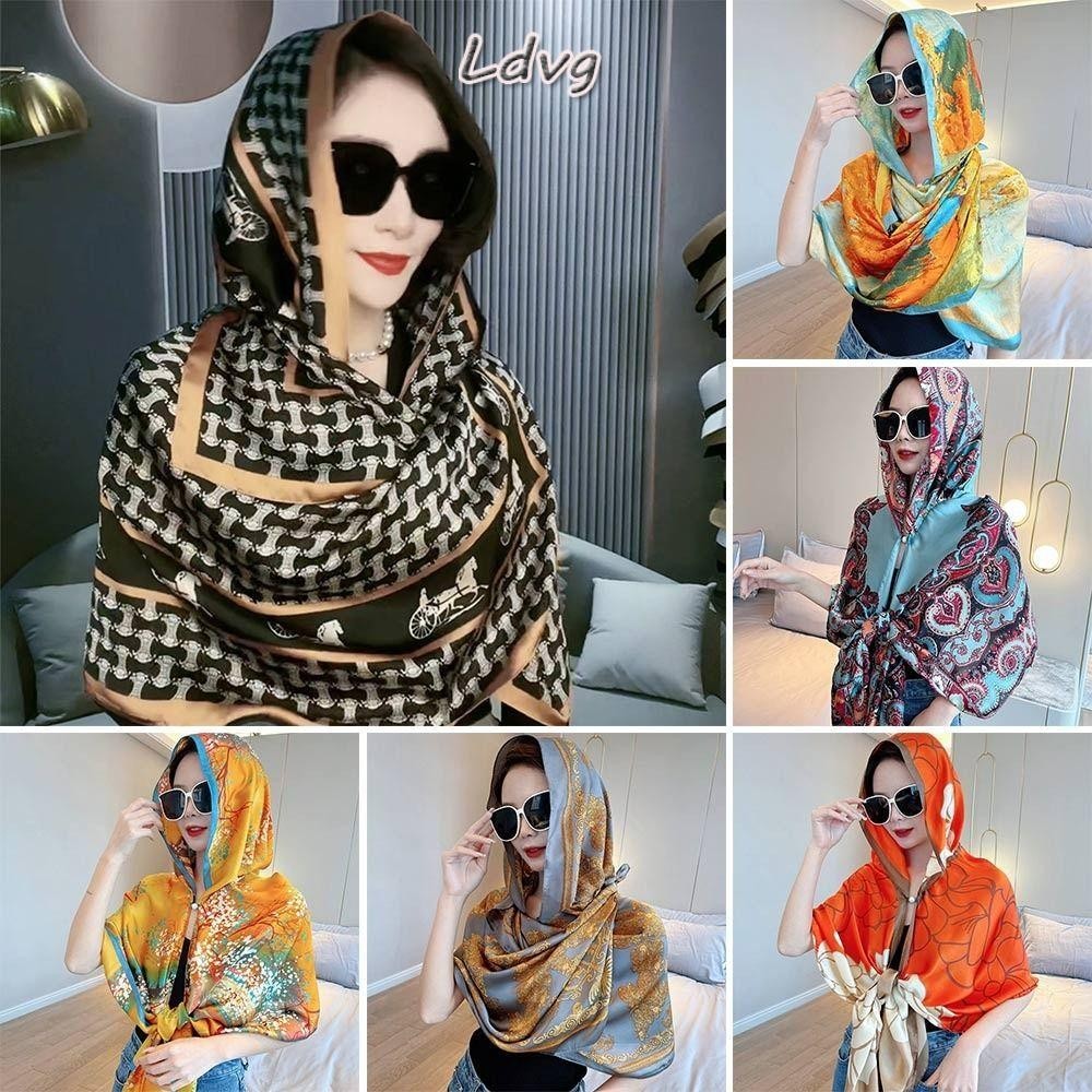 LDVG ผ้าโพกหัวมุสลิม ทนแดด มีเข็มขัด ฤดูร้อน Breathable Soft Headscarf สำหรับผู้หญิง